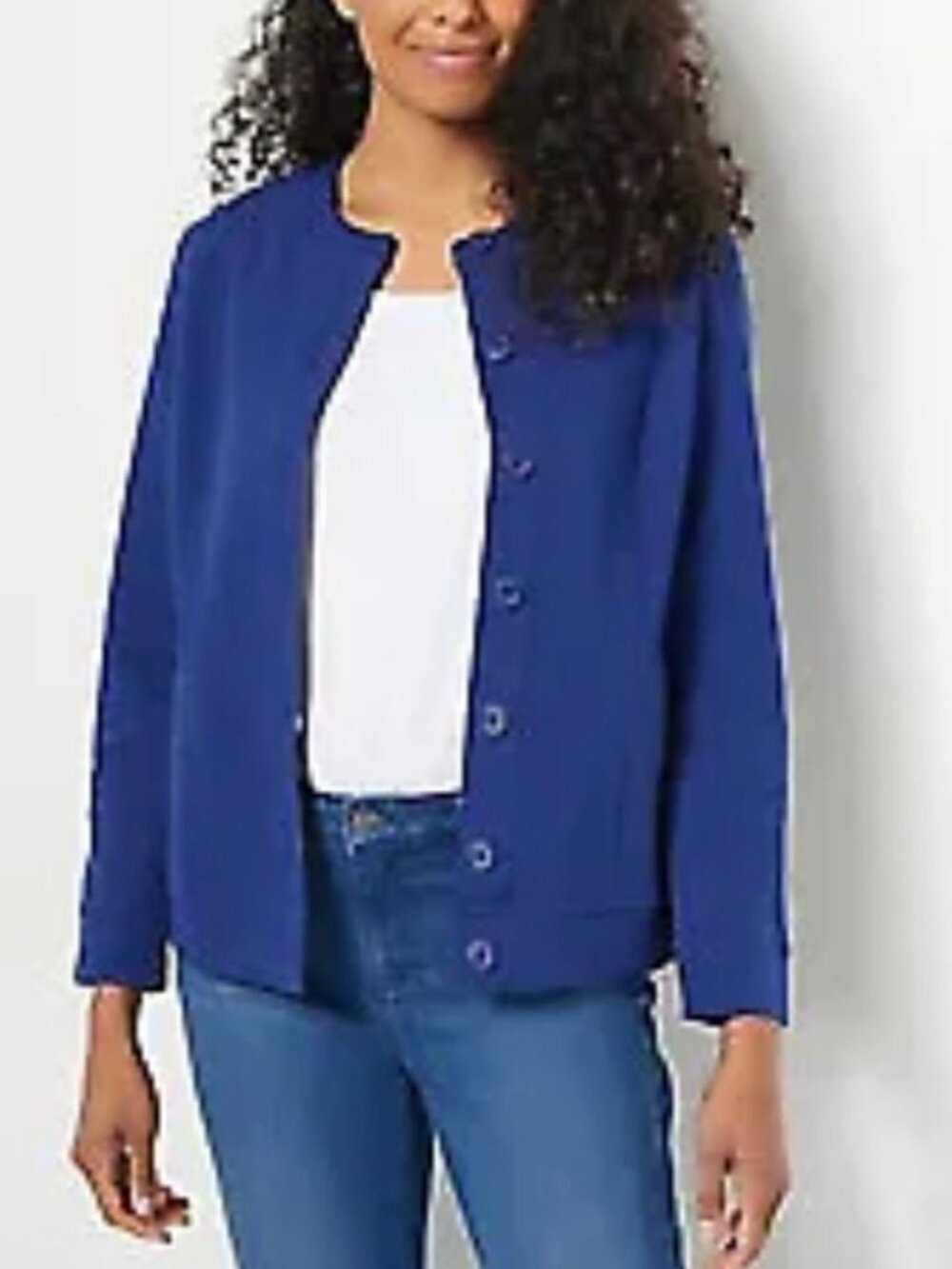 Isaac Mizrahi Live! Pique Button Front Jacket